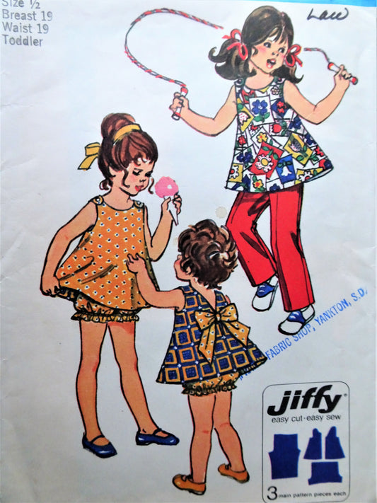 ADORABLE 1970s Toddlers Bloomers, Pants and Reversible Top Pattern SIMPLICITY 9339 Sweet Styles Size 1 Jiffy Vintage Sewing Pattern