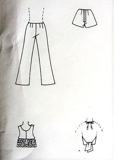 1970s RETRO CUTE Hip Hugger Bell Bottom Pants, Flared Shorts, Midriff Top and Halter Top Pattern SIMPLICITY 9409 Bust 32 Vintage Sewing Pattern
