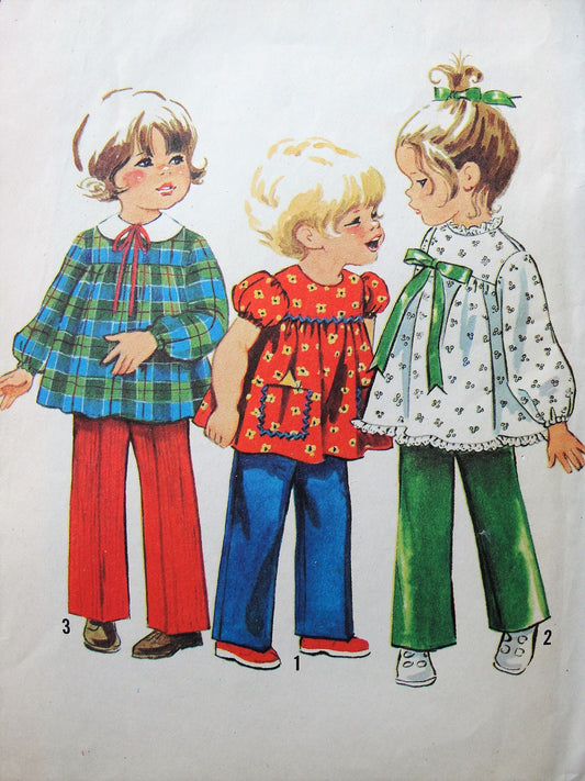 1960s Vintage CUTE Toddler Blouse and Pants in Three Styles Simplicity 9641 Sewing Pattern Chest 20
