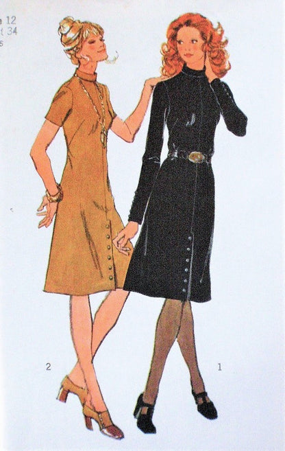 1970s CLASSY Day or After 5 Dress Pattern SIMPLICITY 9655 Button Detail Easy Style Bust 36 Vintage Sewing Pattern FACTORY FOLDED