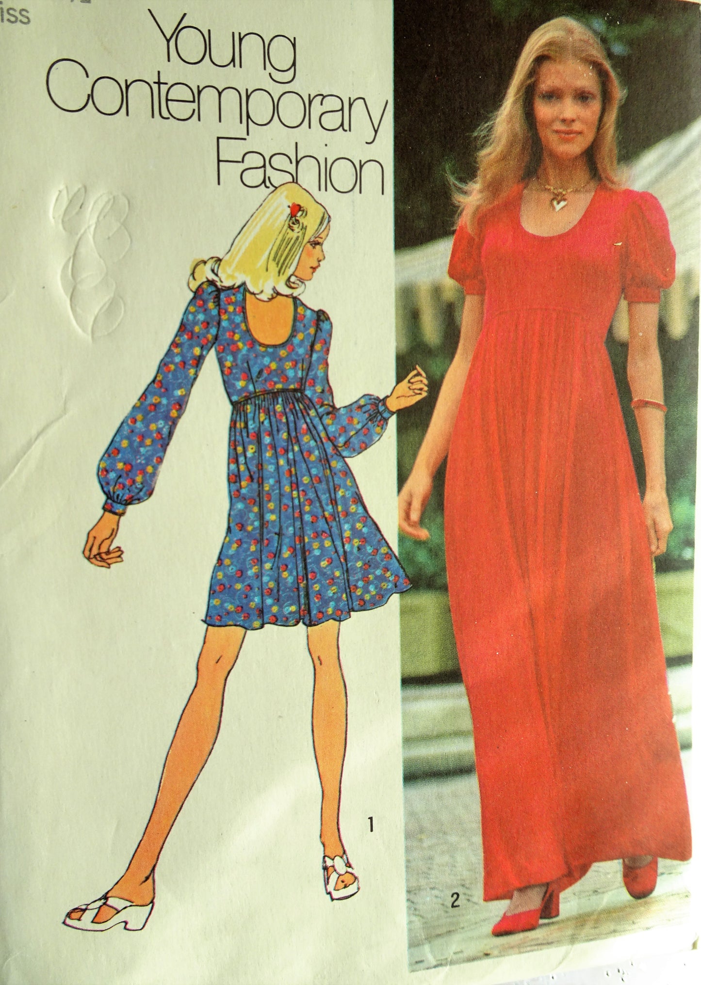 1970s FAB Mini or Maxi Dress Pattern SIMPLICITY 9764 Very Pretty Style Bust 32 Vintage Sewing Pattern FACTORY FOLDED