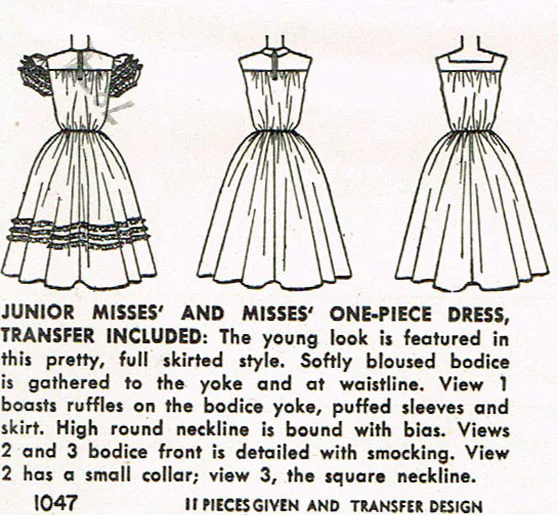 1950s PRETTY Smocked Dress Pattern SIMPLICITY 1047 Two Versions, Includes Smocking Pattern, Bust 36 Vintage Sewing Pattern FF