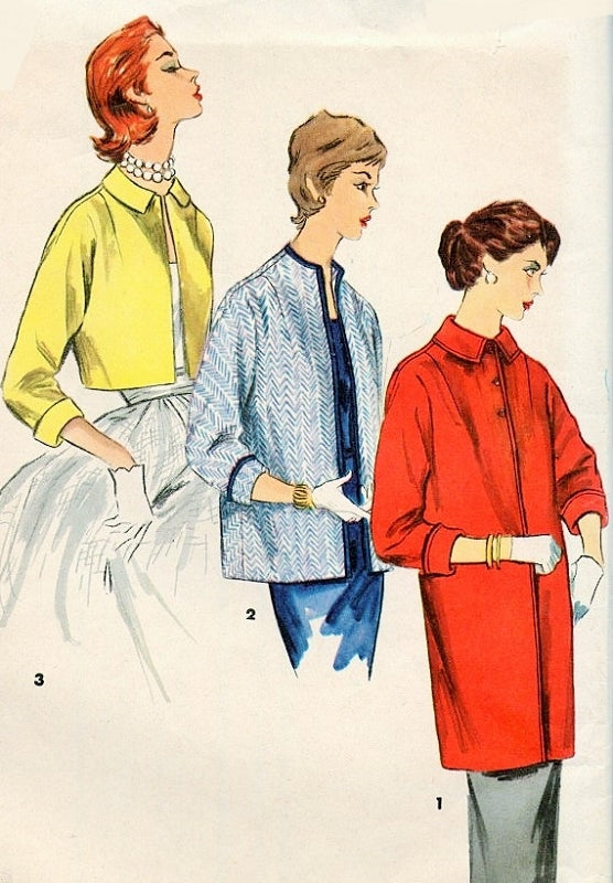 1950s CLASSY Jacket Topper Pattern SIMPLICITY 1451 Simple To Make 3  Lengths Bust 30 Vintage Sewing Pattern FACTORY FOLDED