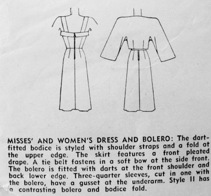 1940s Evening Cocktail Party Dress and Jacket Pattern Stunning  Sarong Style SIDE DRAPE Cuffed Bodice With Straps Film Noir Style Simplicity 1929 Vintage Sewing Pattern