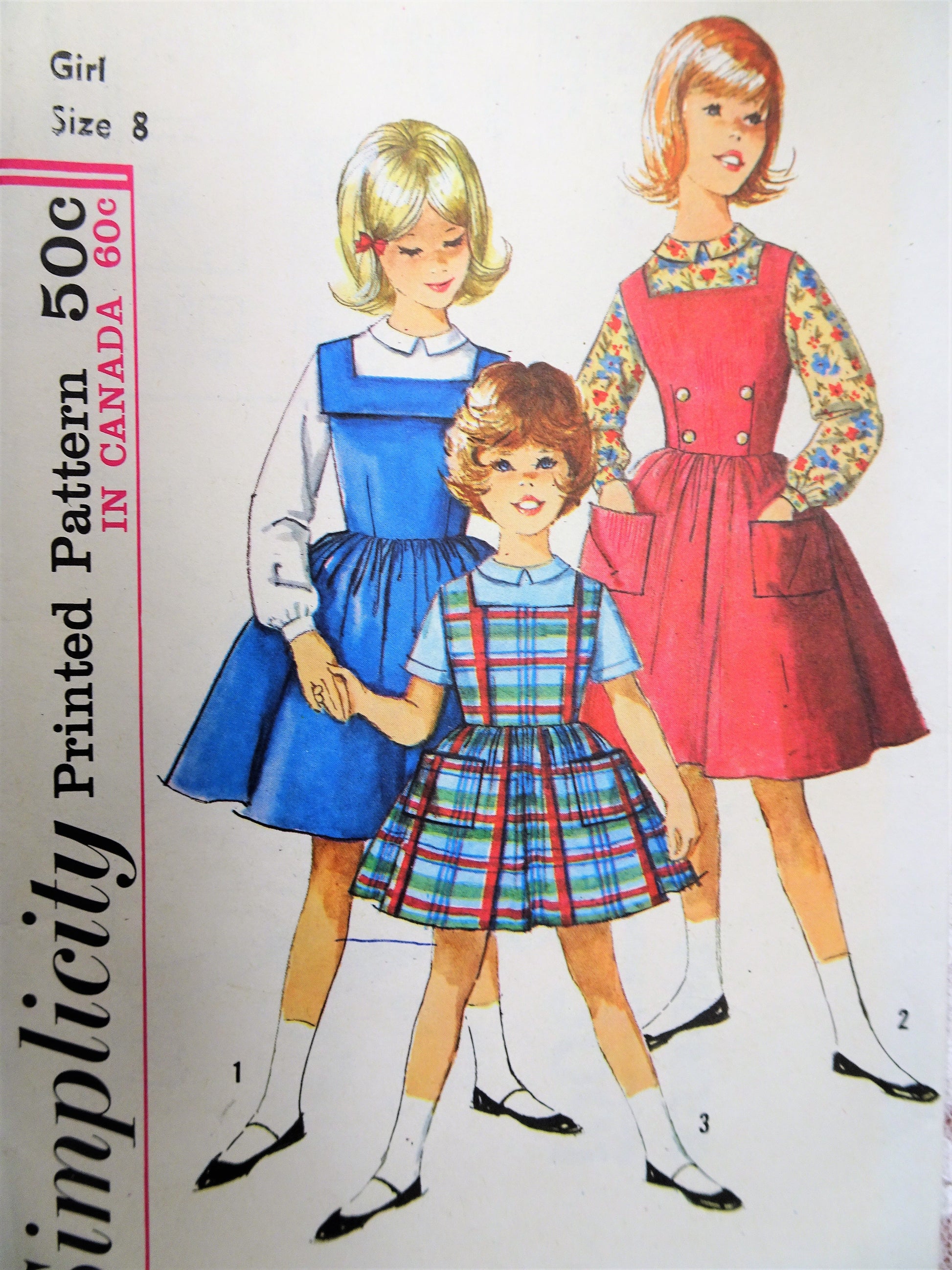 simplicity ladies dress patterns 1960s DARLING Girls Jumper and Blouse Pattern 5091 Sw – So Vintage Dress comes in three New Years Eve Dresses boys US KIDS SIZE:4 Big Kid