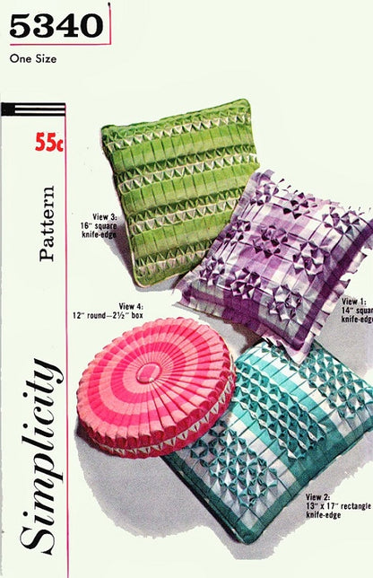 1960s Smocked Pillows Cushion Covers Pattern Simplicity 5340 Eames Era Gingham Check Fabric Smocking Vintage Smocking Pattern UNCUT FACTORY FOLDED