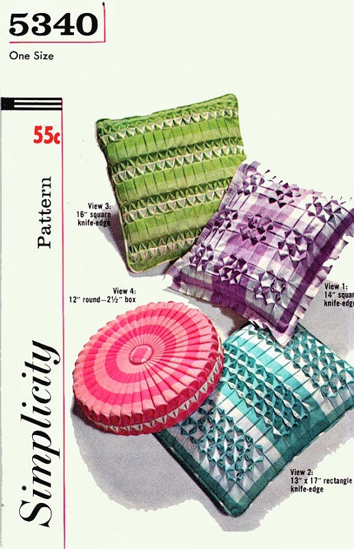 1960s Smocked Pillows Cushion Covers Pattern Simplicity 5340 Eames Era Gingham Check Fabric Smocking Vintage Smocking Pattern UNCUT FACTORY FOLDED