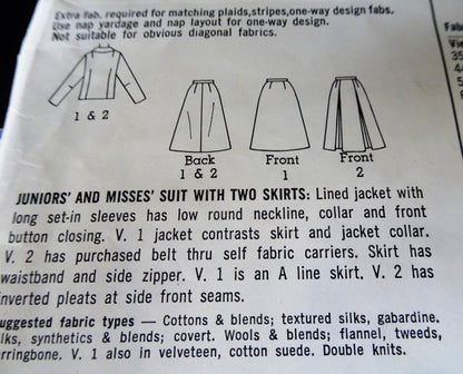 1960s MOD Suit Pattern SIMPLICITY 6177 Lined Jacket with 2 Skirts Suit, Bust 34 Vintage Sewing Pattern