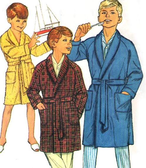 1960s Boys Robe Pattern Simplicity 6767 Bath Robe Vintage Sewing Pattern FACTORY FOLDED