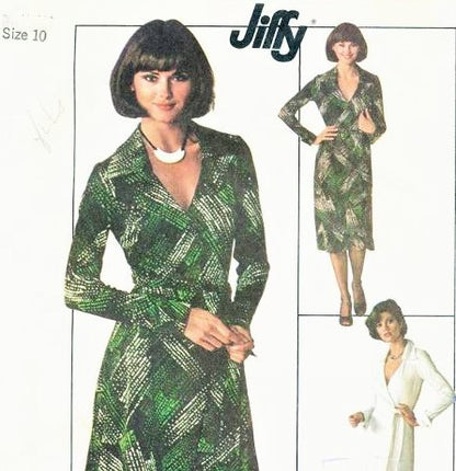 1970s DVF Wrap Dress Pattern SIMPLICITY 7705 Diane Von Furstenberg Style Wraparound Dress Famous Iconic Design American Hustle Bust 32 Vintage Jiffy Sewing Pattern FACTORY FOLDED