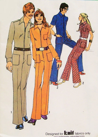 1970s FAB Peter Max Era Jumpsuit Pattern SIMPLICITY 9596 Front Zip Ladies Jumpsuit American Hustle Overalls  Bust 36 Vintage Sewing Pattern UNCUT