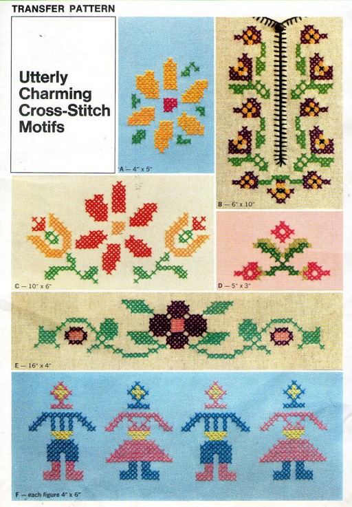 1970s Simplicity 9798 UNCUT Vintage Ethnic Bohemian Folk Embroidery Transfer Pattern Utterly Charming Cross Stitch Motifs Pattern FACTORY FOLDED