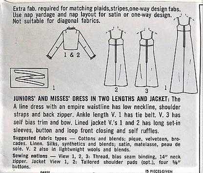 1960s LOVELY Evening Party Prom Dress and Jacket Pattern SIMPLICITY 5957 Slip Style Empire Gown or Cocktail Dress Cutaway Short Jacket Bust 33 Vintage Sewing Pattern