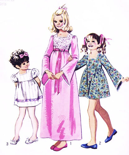 1970s CUTE Girls Party Dress Pattern SIMPLICITY 9897 Three Styles  Size 8 Vintage Childrens Sewing Pattern