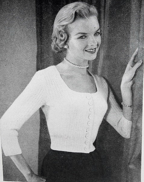 INSTANT PDF PATTERN 1950s Vintage Knitting Pattern Marilyn Monroe Style Sweater Jacket and Pullover Sizzling Retro Rockabilly Style