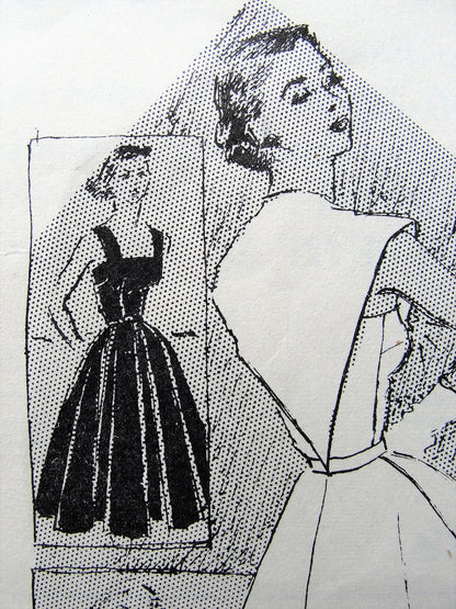 1950s BEAUTIFUL Harvey Berin Party Evening Dress and Cape Pattern SPADEA 1099 Flattering Full Skirt Dress and Capelet Bust 32 Vintage Sewing Pattern