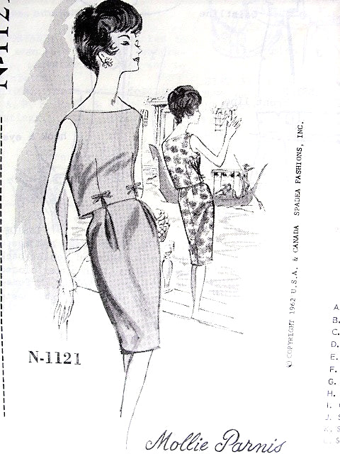 1960s CLASSY Mollie Parnis Day or Cocktail Party Dress Pattern SPADEA 1121 Bust 38 Vintage Sewing Pattern FACTORY FOLDED