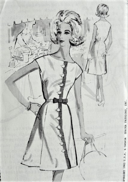 1960s STYLISH Front Button Dress Pattern Anthony Blotta for SPADEA Designer 113 Easy Class Daytime or After 5 Bust 37 Vintage Sewing Pattern FACTORY FOLDED