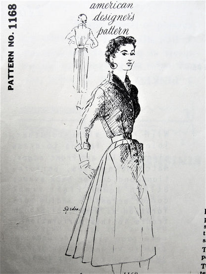 1950s GORGEOUS Herbert Sondheim Dress Pattern SPADEA 1168 Stunning Dress with Back Fullness,Daytime or Dinner Evening Party, Lovely Design Details, Bust 35 Vintage Sewing Pattern