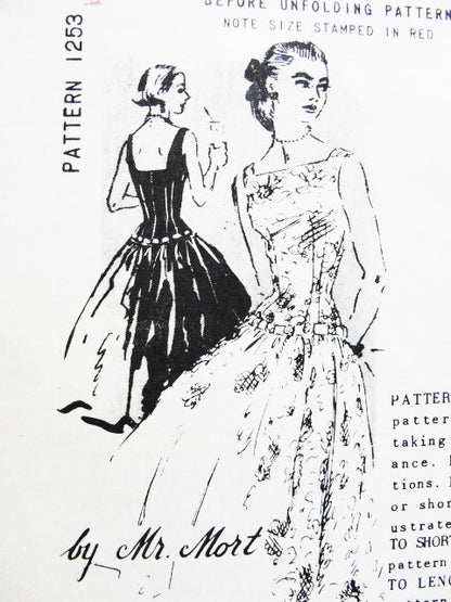 1950s GLAMOROUS Evening Cocktail Party Dress By Mr Mort Pattern Spadea 1253 Stunning Special Occasion Dress, Bust 34 Vintage Sewing Pattern