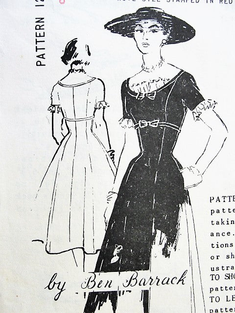 1950s GORGEOUS Cocktail Evening Party Dress Pattern SPADEA 1268 Flirty Sexy Style Bust 38 Vintage Sewing Pattern