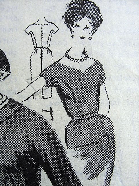 1960s STYLISH Dress with Heart Shaped Neckline and Jacket Spadea 2126 Bust 36 1/2 Vintage Sewing Pattern