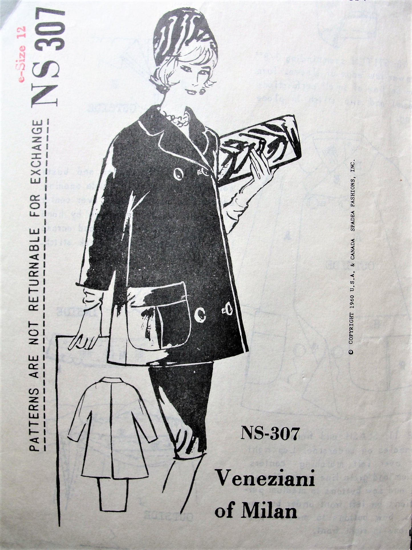 1960s Vintage CHIC Skirt and Coat Suit Spadea 307 Sewing Pattern Bust 34
