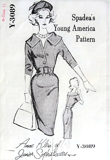 1960s STYLISH Anne Klein Slim Dress Pattern SPADEA 3089 Day or Cocktail Evening Dress Bust 34 Vintage Sewing Pattern FACTORY FOLDED
