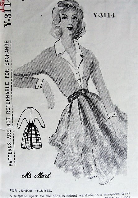 1950s Casual Dress Pattern SPADEA 3114 Mr Mort Designer One Piece Dress With Two Piece Look Bust 32 Vintage Sewing Pattern FACTORY FOLDED