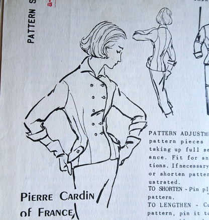 1950s STUNNING Pierre Cardin of France Suit Pattern SPADEA S-322 Fabulous Fitted Couture Jacket and Pencil Slim Skirt, Bust 36 Vintage Sewing Pattern FACTORY FOLDED