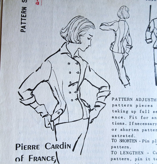 1950s STUNNING Pierre Cardin of France Suit Pattern SPADEA S-322 Fabulous Fitted Couture Jacket and Pencil Slim Skirt, Bust 36 Vintage Sewing Pattern FACTORY FOLDED