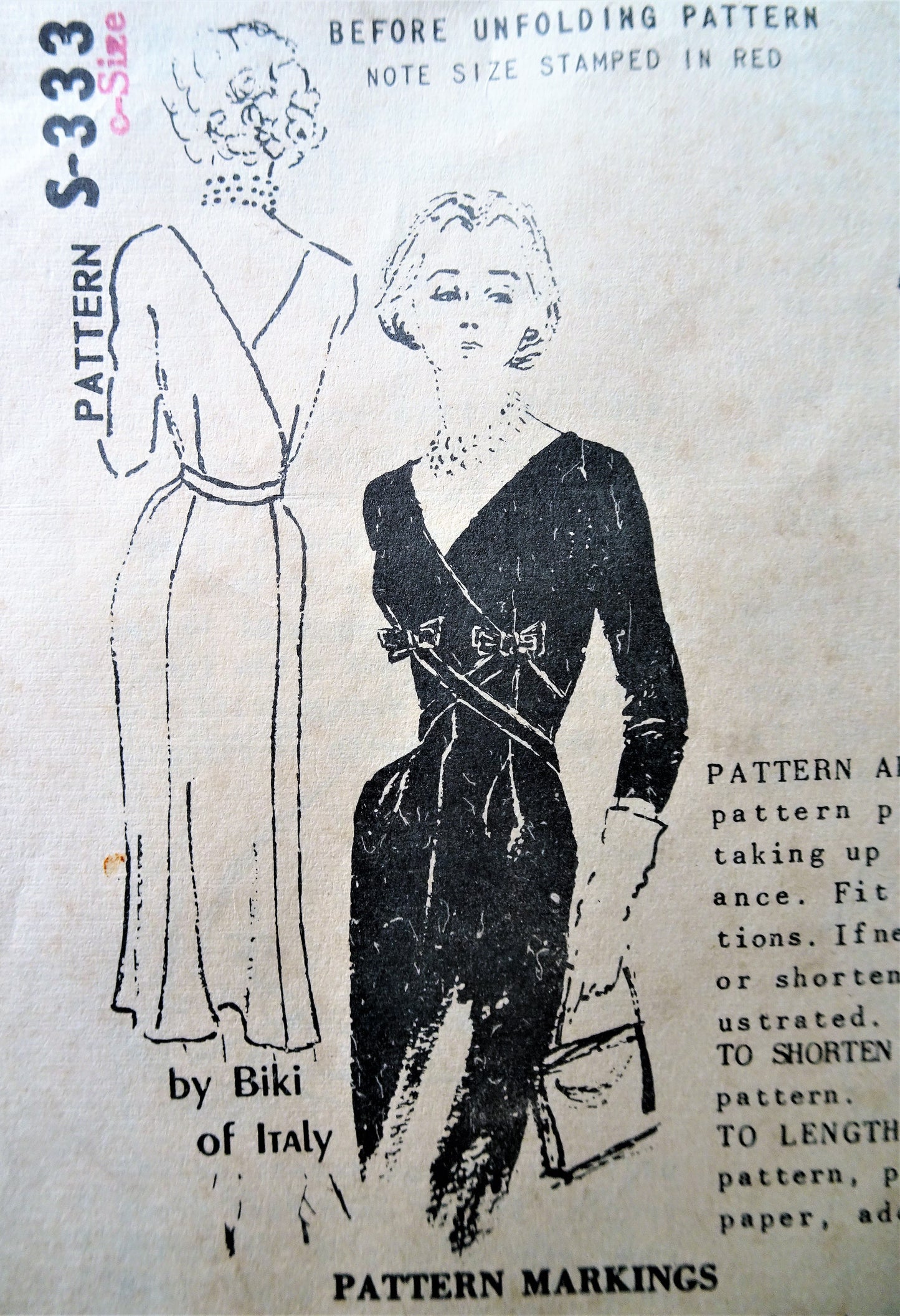 1950s CHIC Evening Party Designer Dress Pattern SPADEA 333 Biki of Italy Stunning Dress Perfect Little Black Dress, Bust 35 Vintage Sewing Pattern