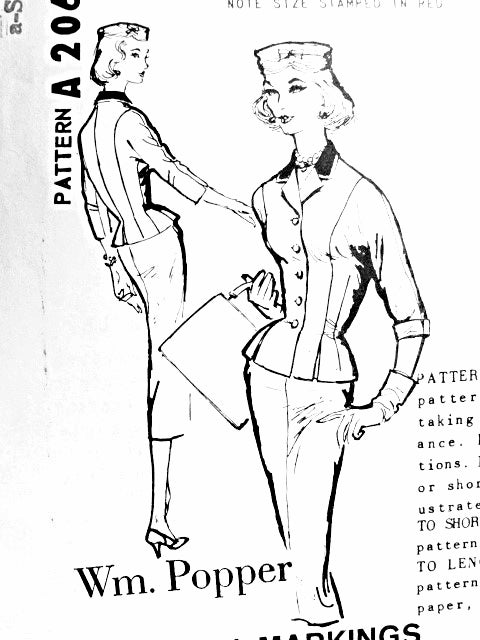 1950s Chic Suit Pattern Spadea A2061 Ultra Fitted Slim Skirt Suit Beautiful Jacket Design Bust 32 Vintage Sewing Pattern FACTORY FOLDED
