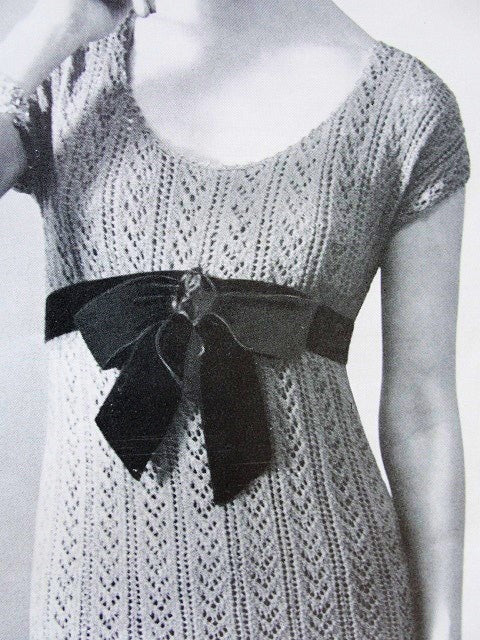 INSTANT PDF 1950s Crocheted Slim Sheath Dress Pattern Low Scoop Neckline Empire Style Vintage Knitting Crochet Pattern