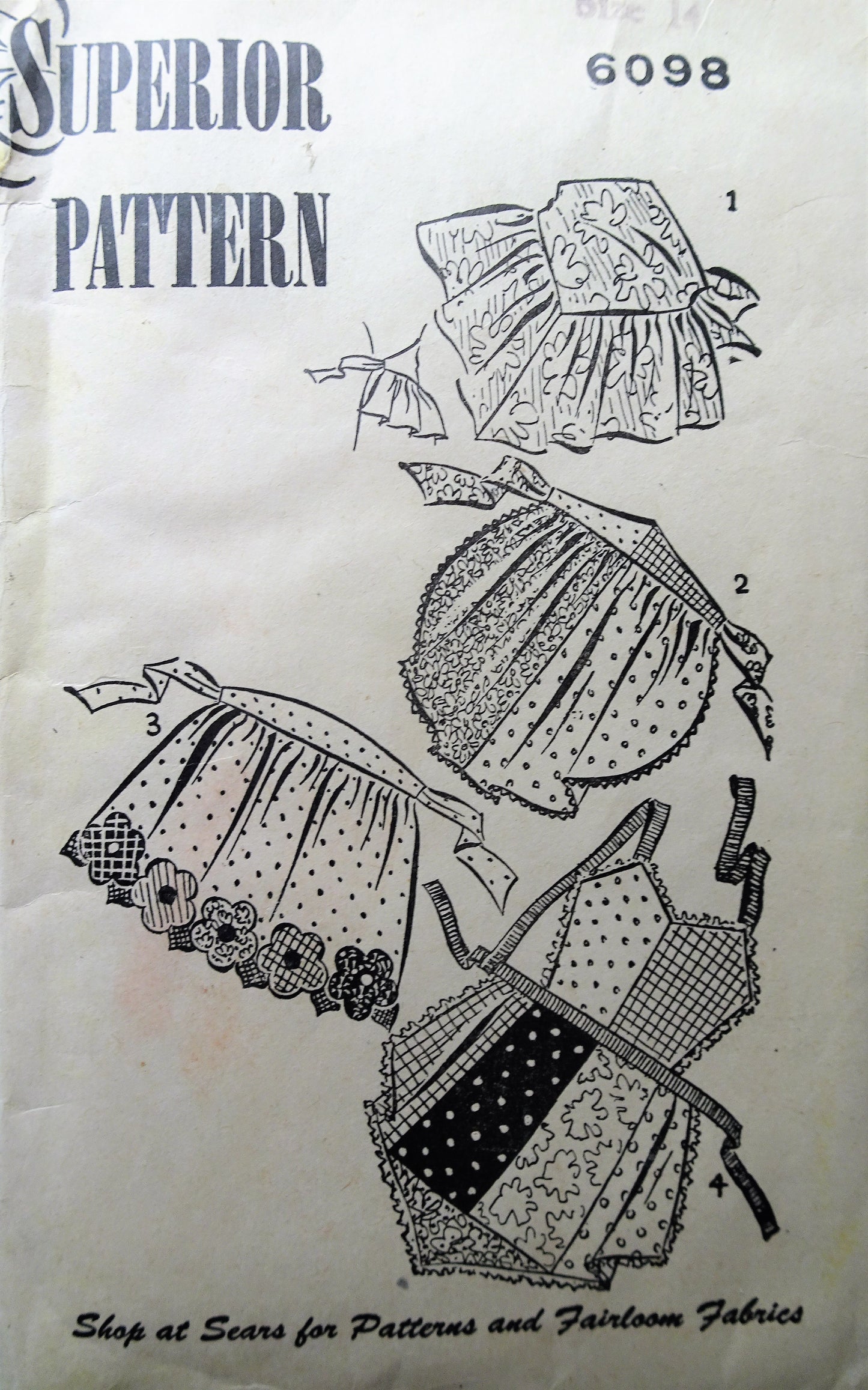 1940s Vintage FLIRTY Half and Full Bib Aprons Superior 6098 Sewing Pattern