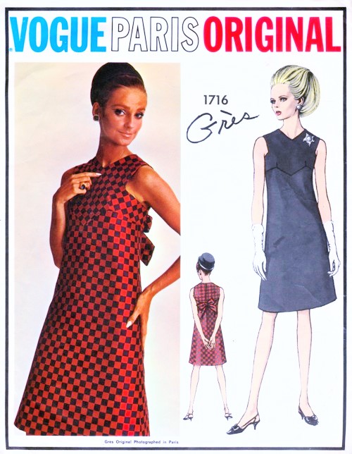1960s Gres Cocktail Evening Dress Pattern Vogue Paris Original 1716 Perfect Little Black Dress Bust 32 Vintage Sewing Pattern