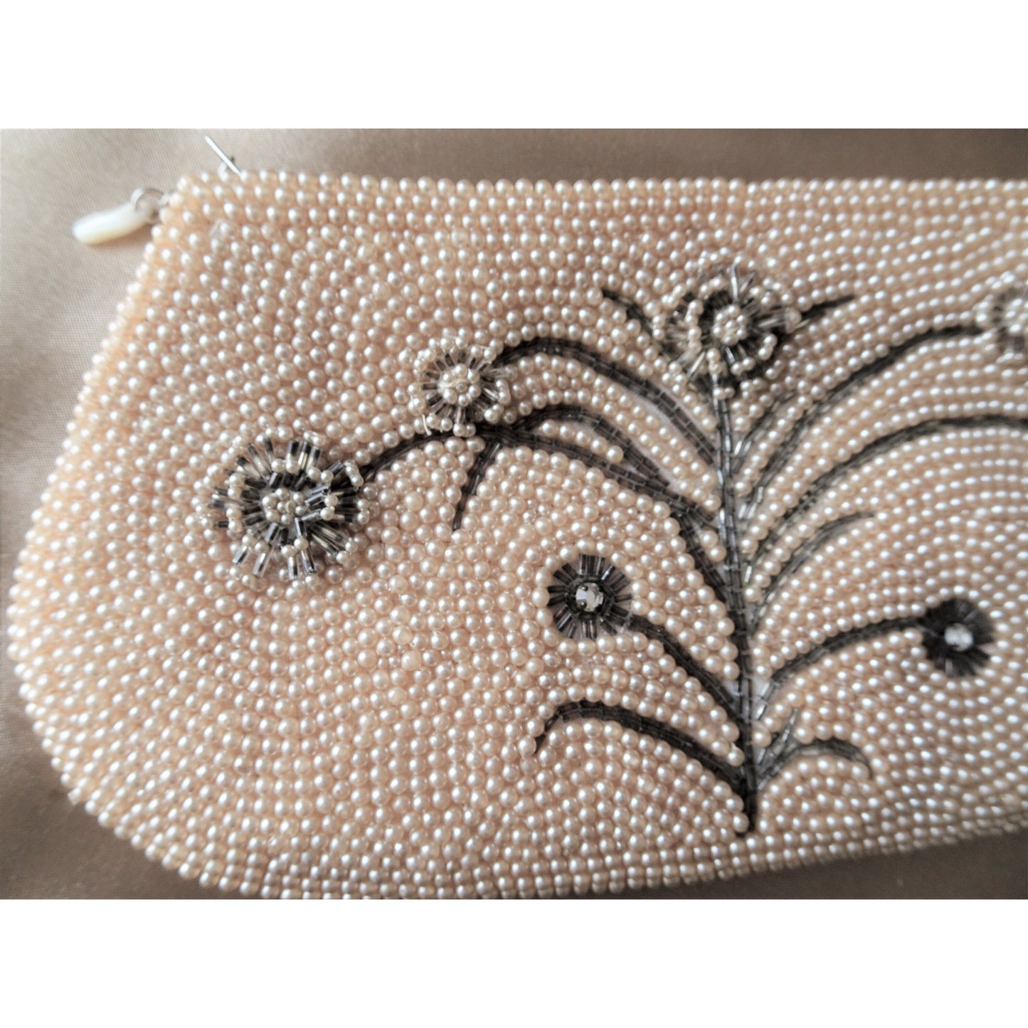 GORGEOUS 1920s Art Deco French Beaded Purse Evening Bag,Pearl and Glass Beads, Collectible Antique Purses, Bridal Handbags