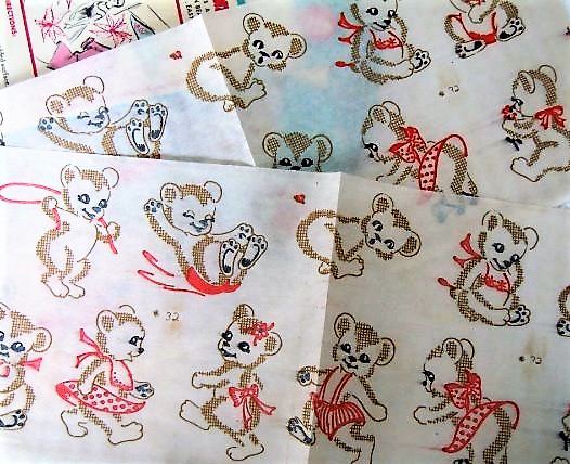 ADORABLE Vintage Vogart Textilprints  32 Teddy Bears  Iron on Embroidery Transfers Two Complete Sheets NEVER Used UNCUT Hot Transfers