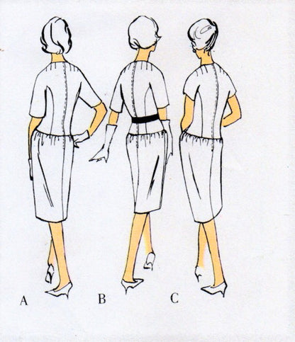 1960s ELEGANT Guy Laroche Day or Cocktail Evening Dress Pattern VOGUE Paris Original 1024 Drop Waist Slim Dress Bust 32 Vintage Sewing Pattern