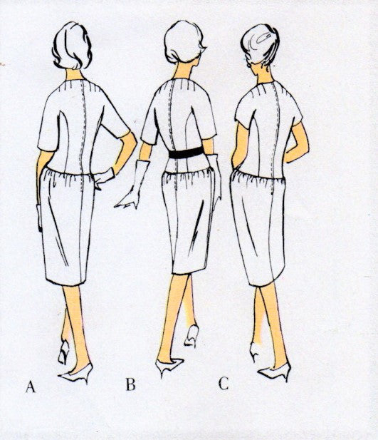 1960 STYLISH Guy Laroche Day or Cocktail Evening Dress Pattern VOGUE Paris Original 1024 Jewel Neckline Drop Waist Slim Dress Bust 34 Vintage Sewing Pattern