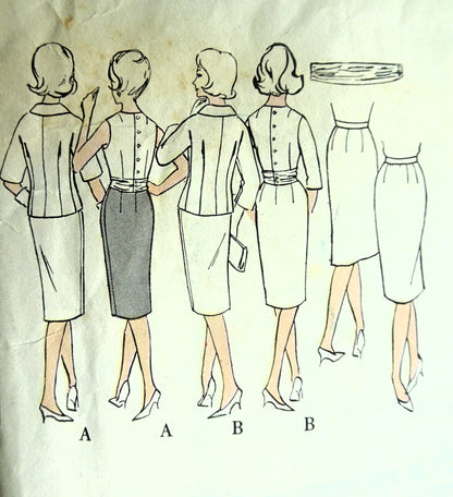 1960 CLASSY Guy Laroche Suit and Blouse Pattern VOGUE Paris Original 1026, Day or Cocktail, Bust 34 Vintage Sewing Pattern