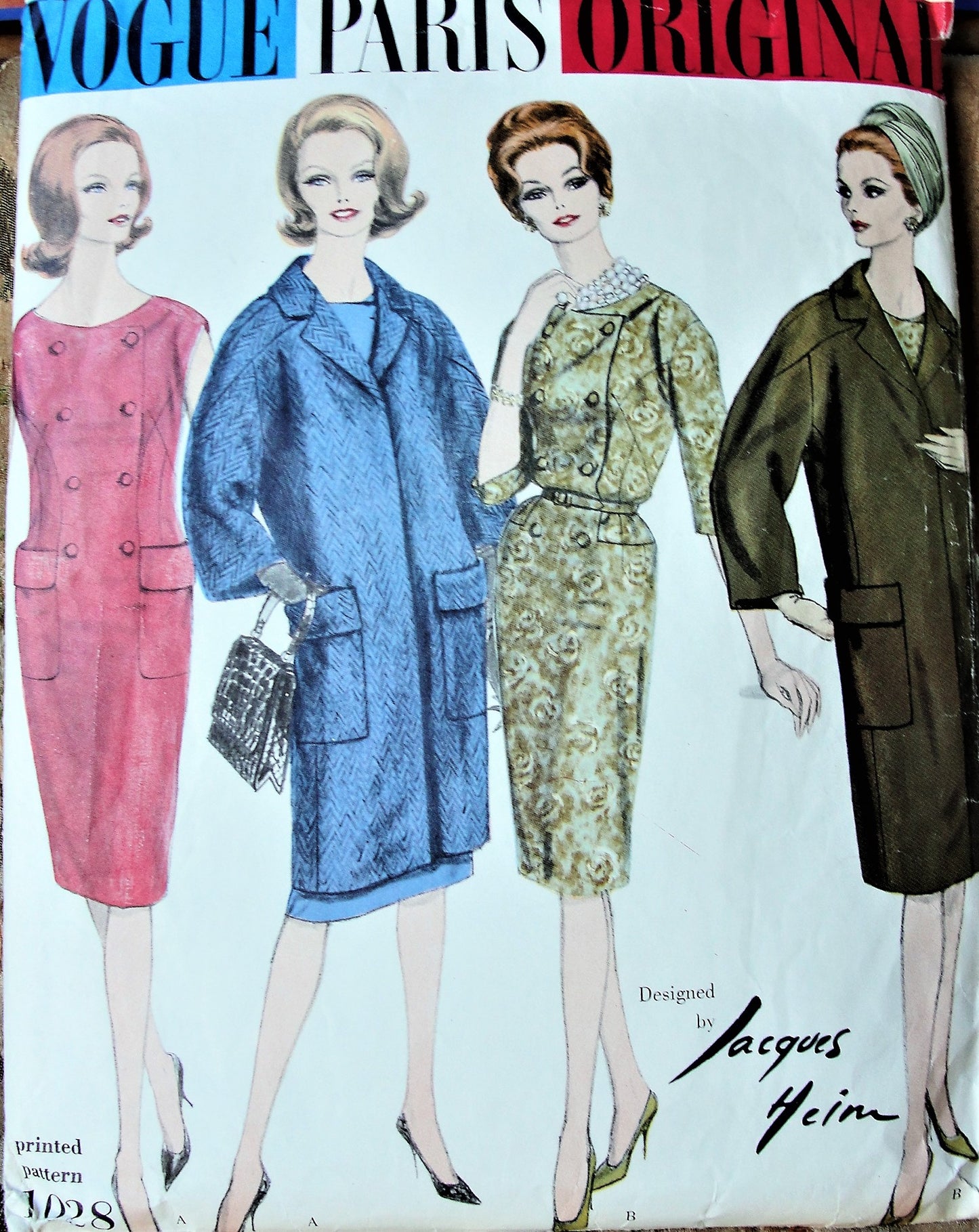 1960s CLASSY Jacques Heim Dress and Coat Pattern Slim Double Breasted Dress and Fabulous Dropped Shoulder Coat Bust 38 Vintage Sewing Pattern