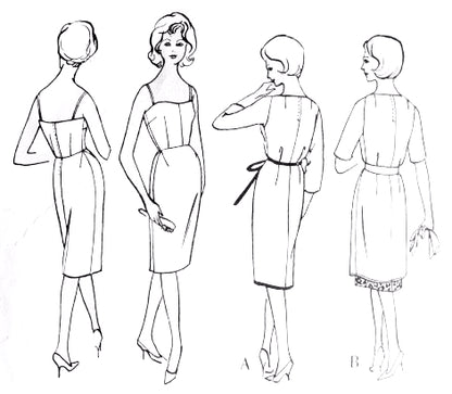 60s STUNNING Jacques Griffe Cocktail Evening or Day Dress and Slip Pattern VOGUE PARIS Original 1044 Classy Design Bust 32 Vintage Sewing Pattern