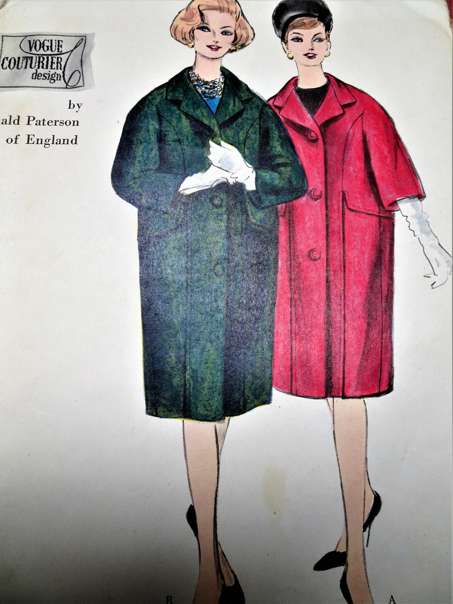 1960s STYLISH Ronald Paterson of England Coat Pattern VOGUE Couturier Design 1051 Wonderful Barrel Design Coats, 2 Versions Bust 32 Vintage Sewing Pattern