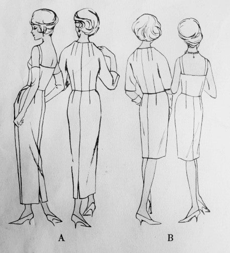 Early 60s Rodriguez Stunning Evening Gown Cocktail Dress Pattern Vogue Couturier Design 1074  Strappy Low Back Dress Striking Short Jacket Bust 36 Vintage Sewing Pattern