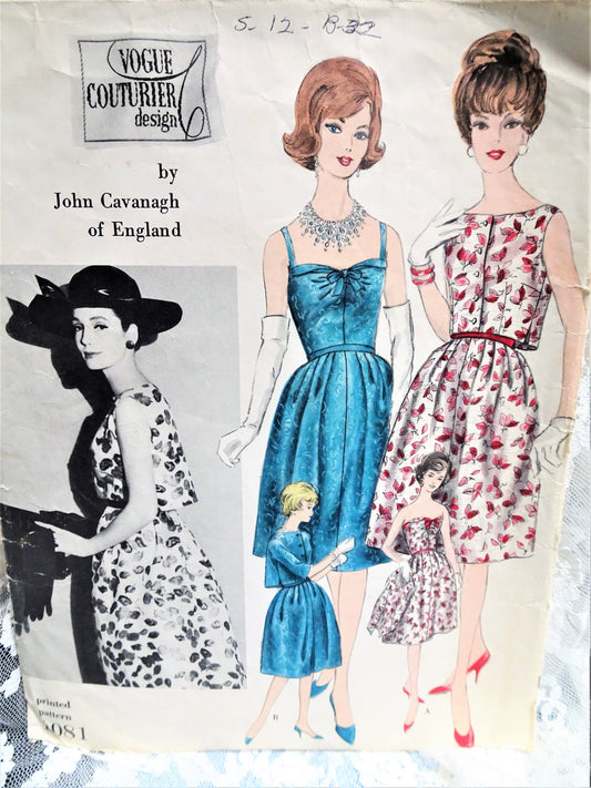 1960s BEAUTIFUL Cocktail Party Evening Dress Pattern VOGUE Couturier Design 1081 John Cavanagh Dress and Jacket 2 Versions, Bust 32 Vintage Sewing Pattern