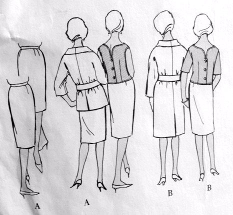 RESERVED 1960s ELEGANT Jean Desses Suit, Blouse and Coat Pattern VOGUE PARIS Original 1108  Day or After 5 Easy Elegance Bust 34 Vintage Sewing Pattern