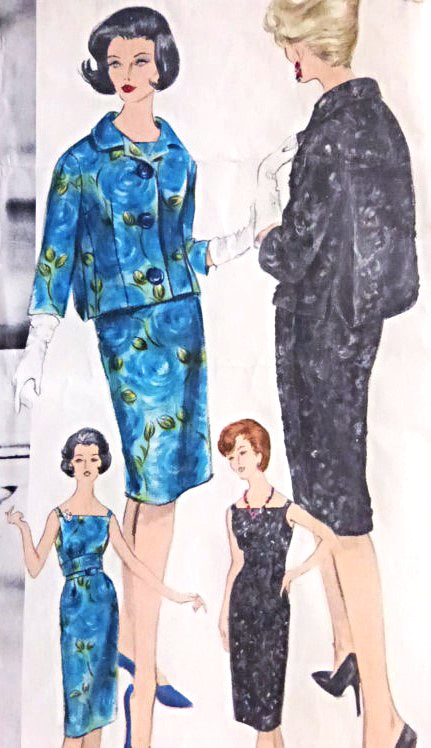1960s Beautiful  Guy Laroche Evening Cocktail Dress and Jacket Pattern VOGUE PARIS ORIGINAL 1112 Low Back Slim Party Dress Unique Jacket Back Bust 36 Vintage Sewing Pattern