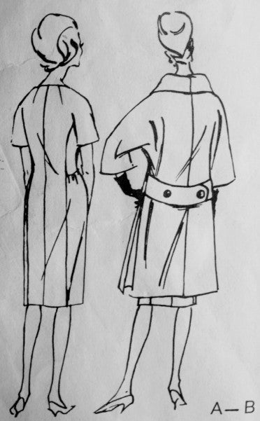 1960 SIMONETTA Coat, Dress Pattern VOGUE Couturier Design 1219 Lovely Slim Dress Unique Day or Evening Vintage Sewing Pattern UNCUT +Label
