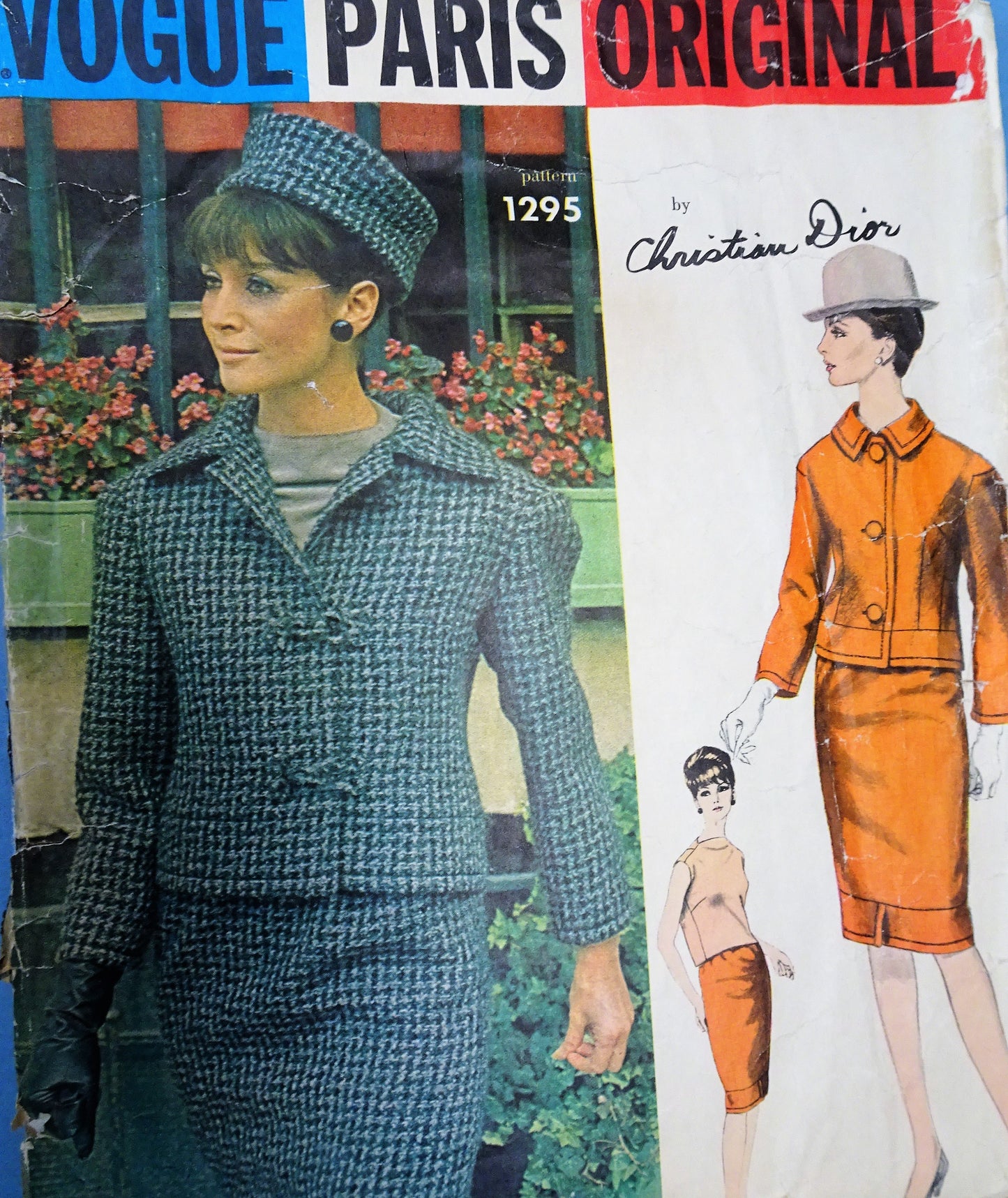 FABULOUS 1960s Dior 3 Pc Suit Pattern VOGUE Paris Original 1295, Unique Details, Slim Skirt Suit and Over Blouse,Bust 31 Vintage Sewing Pattern